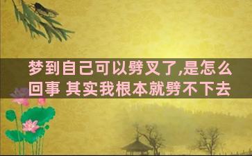 梦到自己可以劈叉了,是怎么回事 其实我根本就劈不下去